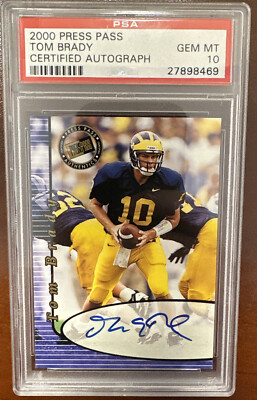 2000 Tom Brady Press Pass On Card Auto Certified Autograph PSA 10 🐐🐐 