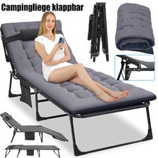 2 IN 1 Campingbett Sonnenliege Relaxliege klappbar Garten Liege Stuhl mit Kissen