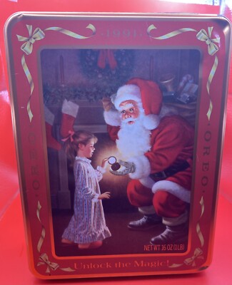 Vtg  Waiting For Santa  Oreo/Nabisco Collector s Christmas Tin, 8x6x2 , CLEAN!