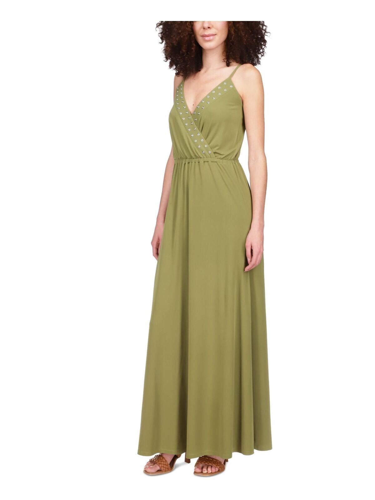 Michael Kors Women's Grommet Wrap Maxi Dress, Smoky Olive, L 196163182933 eBay