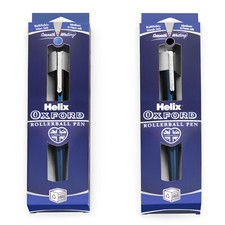 Helix Oxford Premium Rollerball Pen Medium 0.7mm Nib Black and Blue 2 Pack