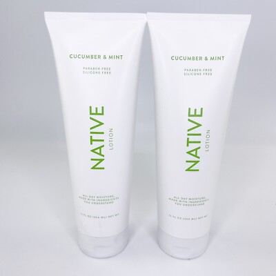 2x Native Natural Hand & Body Lotion Cucumber & Mint Paraben Silicone Free 12 oz