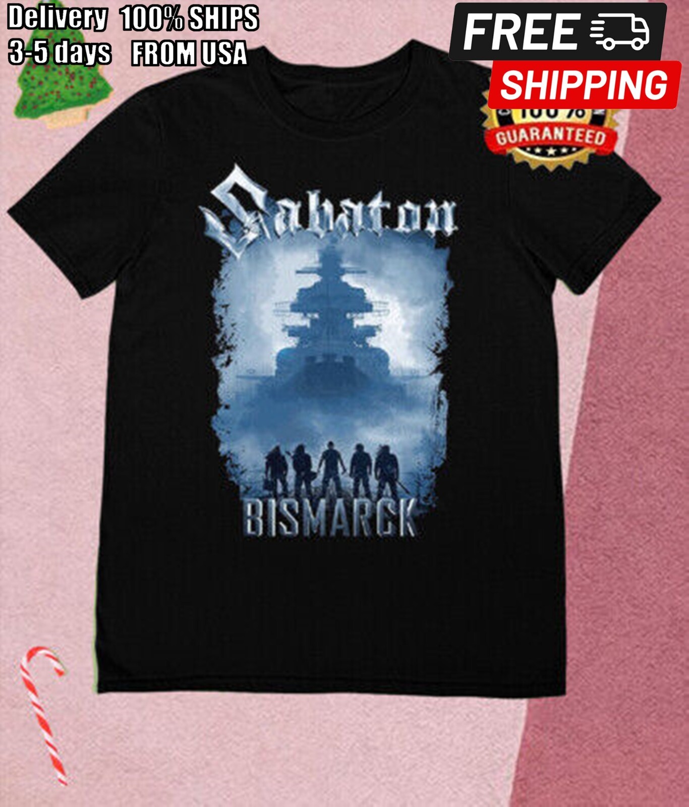 Inspireds Sabaton Bismarck Black Men Cotton All size T-shirt S-4XL