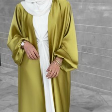 Open Kaftan Abaya Dubai Women Cardigan Long Dress Set Muslim Kimono Arab Robe