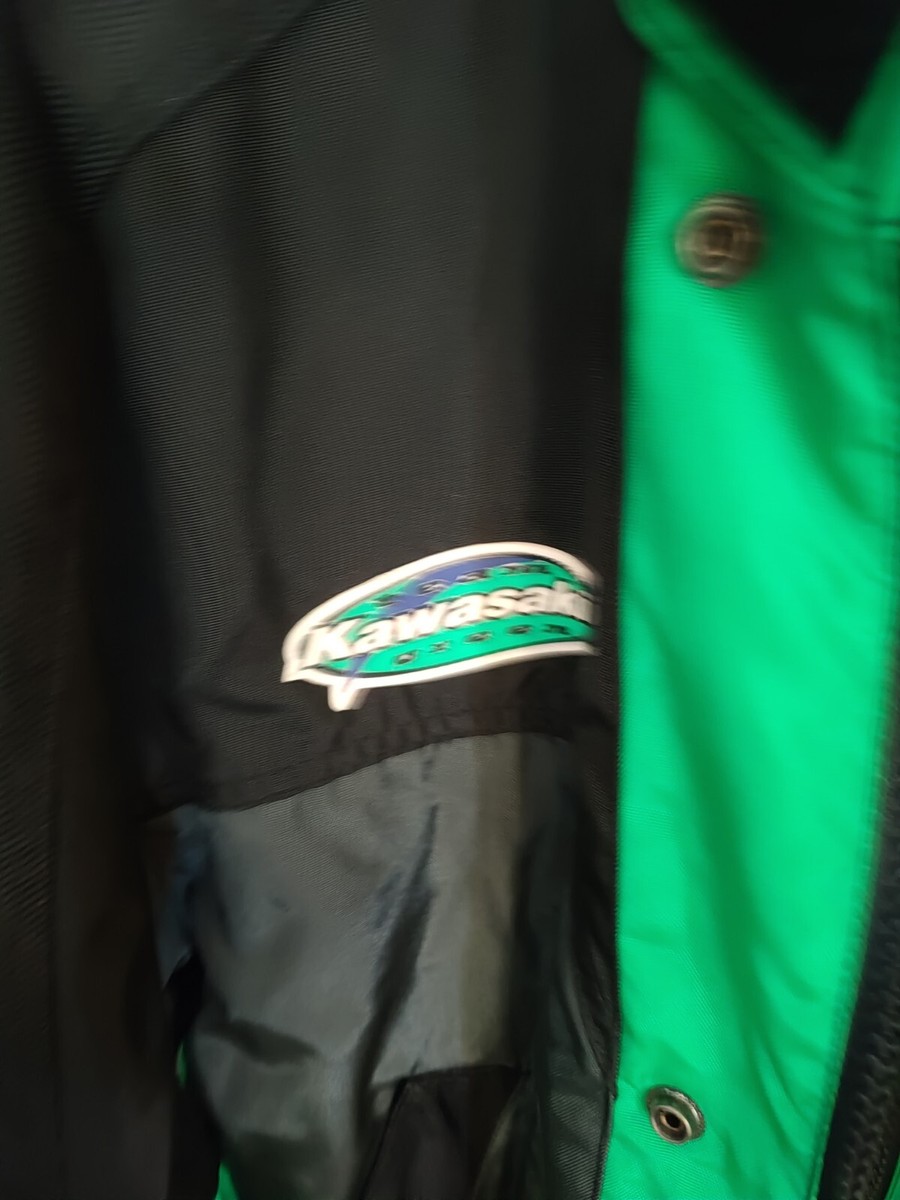 KAWASAKI Mens Team Green Riding Jacket Green Purple Black Size XL