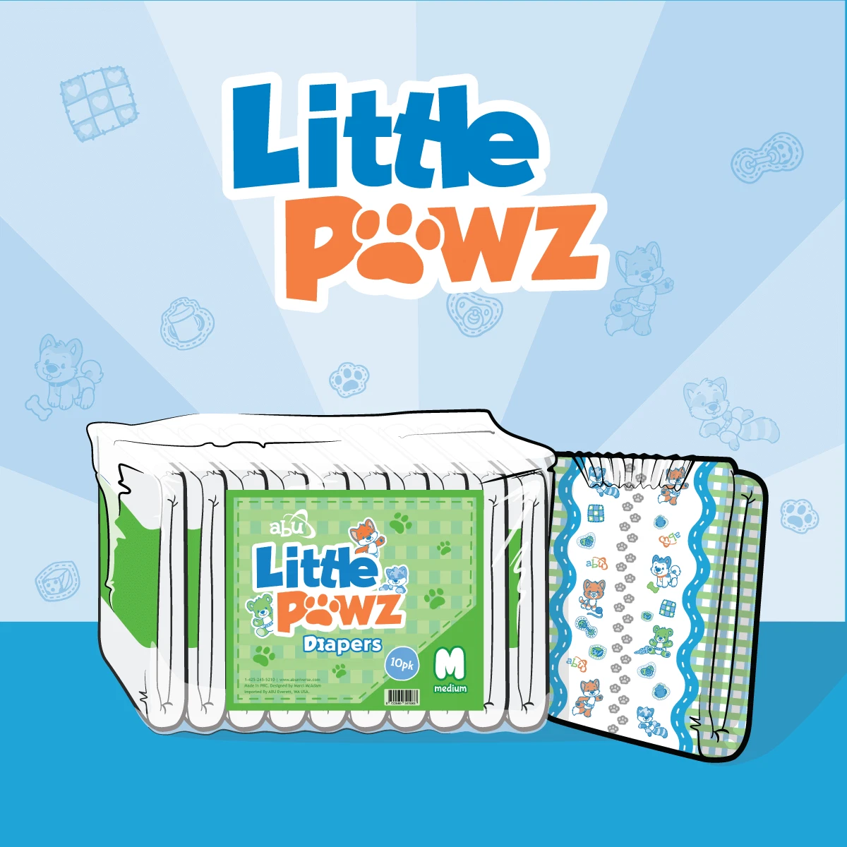 ABUniverse ABU Little Pawz Diapers -Pack of 10/Case of 40 ABDL Disposable Diaper
Opens in a new wind