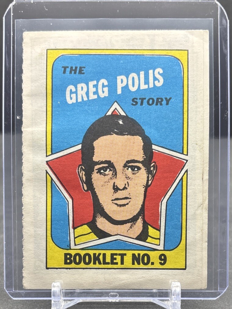 1971-72 TOPPS NHL Hockey #9 Greg Polis Penguins Story Booklet Red Ink VGEX