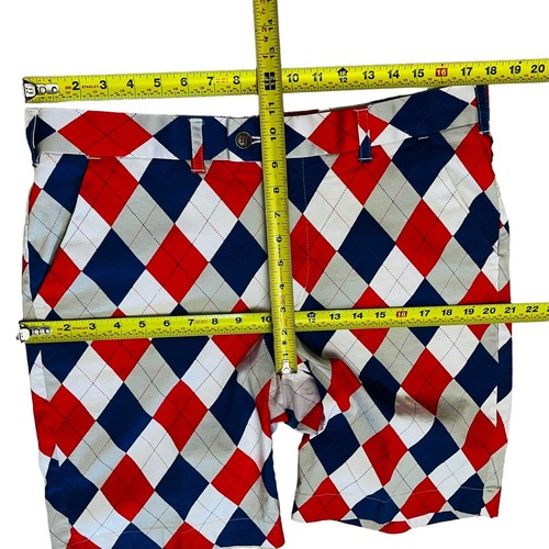 Loudmouth Golf Shorts Mens 34 Red White Blue Argyle Stretch Outdoor - Imagen 6 de 7