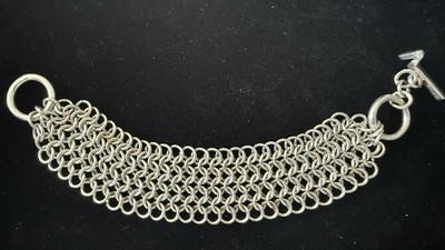 Versani Sterling Silver 925 Mesh Wide Heavy Bracelet 7.5  On Wrist