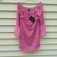 Floral Cottagcore Midi Peasant Dress 14 Bell Sleeve Smocked Milkmaid Barbie New