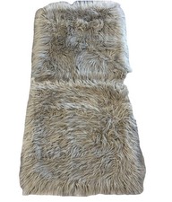 Pair of Tan Faux Fur 20 X 20 in Throw Pillows