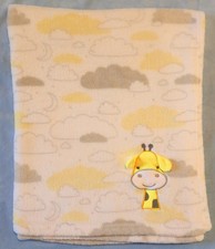 Le Bebe Favorite Baby Blanket White Gray Yellow Clouds Giraffe 3D Ears