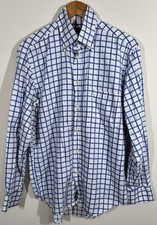Asole & Bottoni Italy Roma Oberhemd Herren 16/42 weiß blau kariert langarm