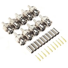 10x BNC Male Crimp Plug 50 Ohm For RG58 Coax w/ Closed Entry Insulator Brass