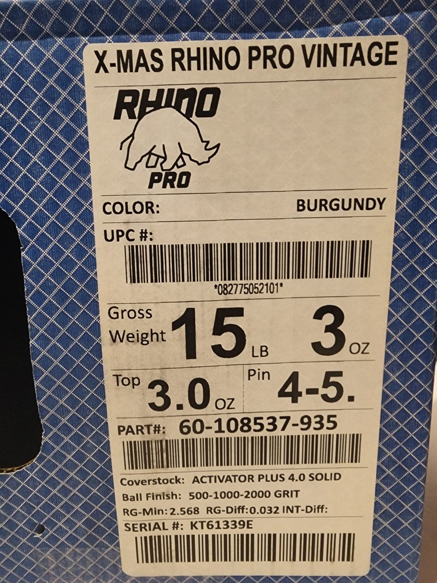 15 lbs Vintage Brunswick X-mas Rhino Pro Bowling Ball New Overseas