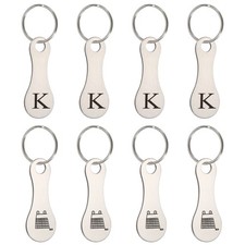 8Pcs Stainless Steel Shopping Trolley Token, Silver Tone Letter K  Grocery Cart