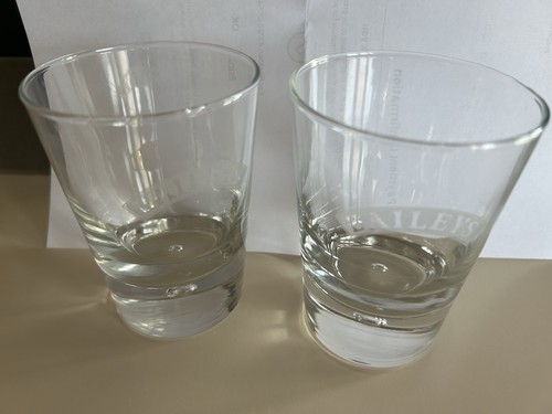 Baileys Irish Cream Bubble Base Rocks Glass Etched Logo Set of 2 Heavy Bottom