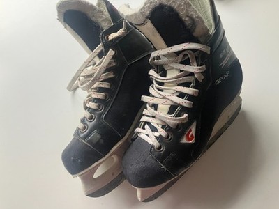 Graf 101 Elite Schlittschuhe schwarz weiß Schnürsenkel Gr. EU 38 UK 5