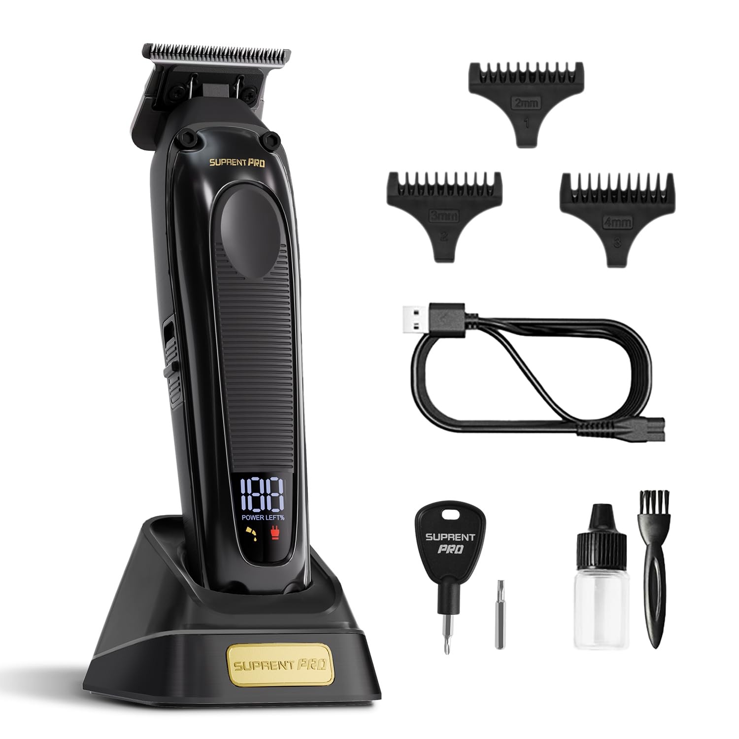 SUPRENT PRO Professional Hair Trimmer - High Torque Brushless Motor & Detachable