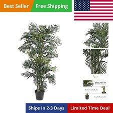 6.5ft Artificial Golden Cane Palm Tree, Lifelike Silk Indoor Palm With Three ...