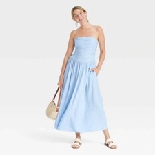 NWT Universal Thread Linen Blend Strapless Summer Maxi Dress Size XXL