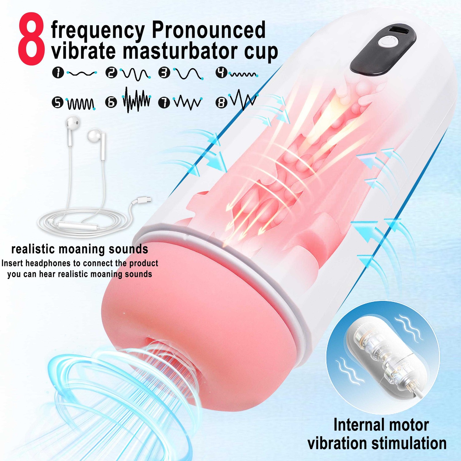 Elektrischer Masturbator Mann Cup Sex Spielzeug Realistischer Vagina für Männer