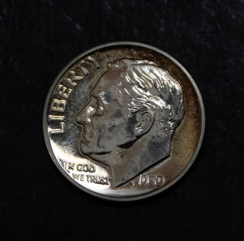 1959 Roosevelt  Dime Gem   Proof Reverse Tone 90% Silver    Lot F 778