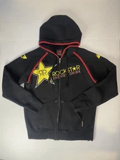 Rockstar Energy One Industries Zip Up Hoodie Medium Black Moto Racing Fleece