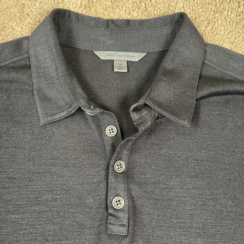 John Varvatos Polo Shirt Mens M Black Silk Blend Slim Fit Collection Designer - Picture 3 of 9