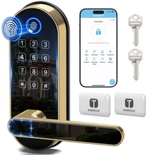 Bluetooth Fingerprint Lock with Handle & Keypad – Fits Most Doors, DIY Instal...