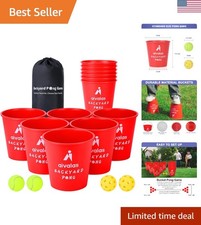Portable Giant Yard Pong Game Set - Includes 12 Buckets  Durable Carry Bag