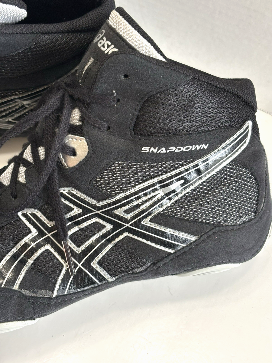 Asics Snapdown Mens Wrestling Shoes Black Silver Suede  display picture 1