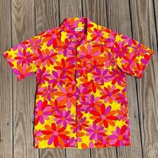 True Vintage 50s-60s Loop/Camp Collar Colorful Hawaiian Shirt Men s M-L