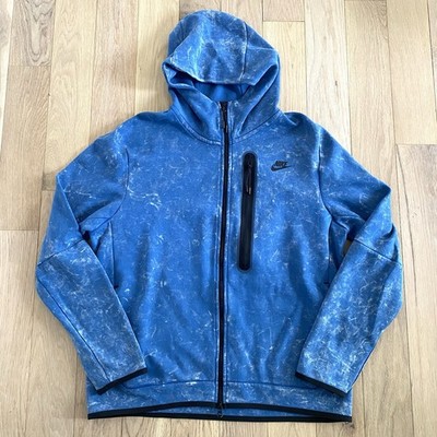 Nike Sportswear Washed Tech Fleece Full Zip Hoodie Mens Large Marina Blue DM6515