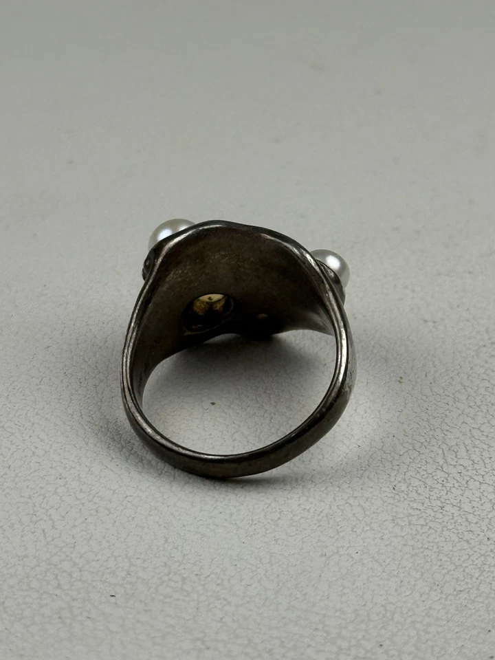Anillo de plata esterlina Hagit Gorali perla real y citrino talla 10 Foto 3 de 4