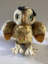 Steiff Wittie Owl Mohair Plush 22cm 9in Green Eyes Great Condition With Tag