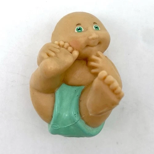 Vintage 1984 Cabbage Patch Kids Baby Wearing Blue Green Diaper Mini  PVC Figure