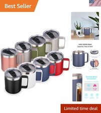 14oz Insulated Stainless Steel Coffee Mug with Lid Bulk 8 Pack,Double Wall Va...
