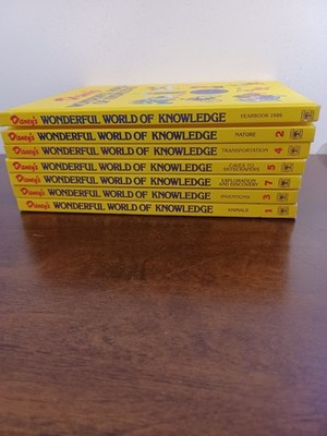 DISNEY WONDERFUL WORLD OF KNOWLEDGE 1980S VOLUMES 1,2,3,4,5,7,YEARBOOK 1986...