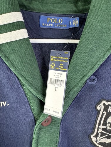 POLO RALPH LAUREN Varsity Letterman Strickjacke Sweatshirt Herren Größe Large NEU - Bild 8 von 9