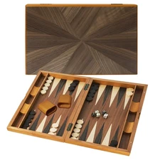 GSE Games & Sports Expert Wooden Folding Inlay Backgammon Board Game Set,