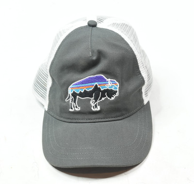 Patagonia Layback Trucker Hat Womens Gray White Fitz Roy Bison Snapback Outdoors