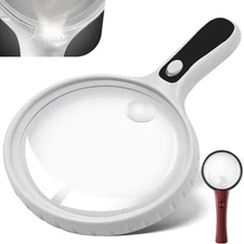 Large Lighted Magnifying Glass 5.3 in, 10X 20X Handheld Magnifier with 4 LED Lig