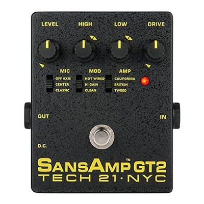 TECH 21 GT2 SansAmp Analog Amp Simulator für Gitarre - Overdrive/Verzerrung
