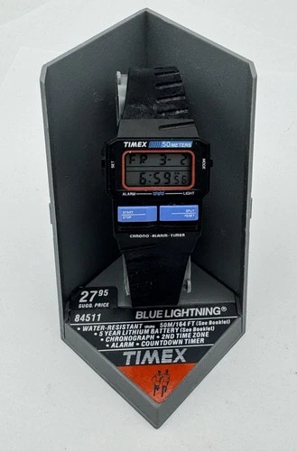 Vintage and Rare Timex Blue Lightning Digital Wristwatch W/ Original Display