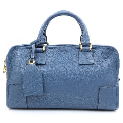 Loewe Amasona 28 2-way Handbag Shoulder Bag Boston Navy Leather Gold Used b2e6d2