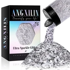 ANGXILIN Holographic Chunky Glitter, 190g/6.7oz Chunky and Fine Mixed Craft G...