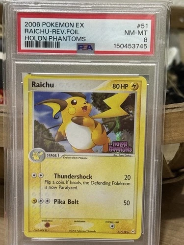 #51 RAICHU-REVERSE FOIL PSA 8 2006 POKEMON EX HOLON PHANTOMS