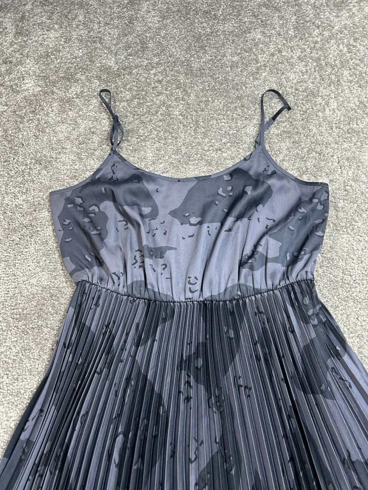 Allsaints Lera 2 合 1 Midi 连衣裙女式中号多色迷彩原声打褶 — 第 3/4 张图片