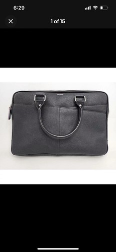 Cole Haan American Airlines Black Leather Attache Slim Briefcase Laptop Bag - Picture 1 of 8